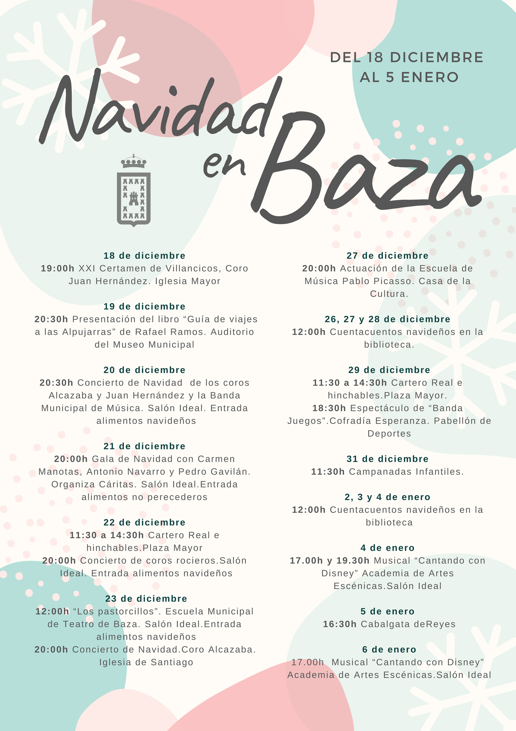 Cartel de la programación de Navidad