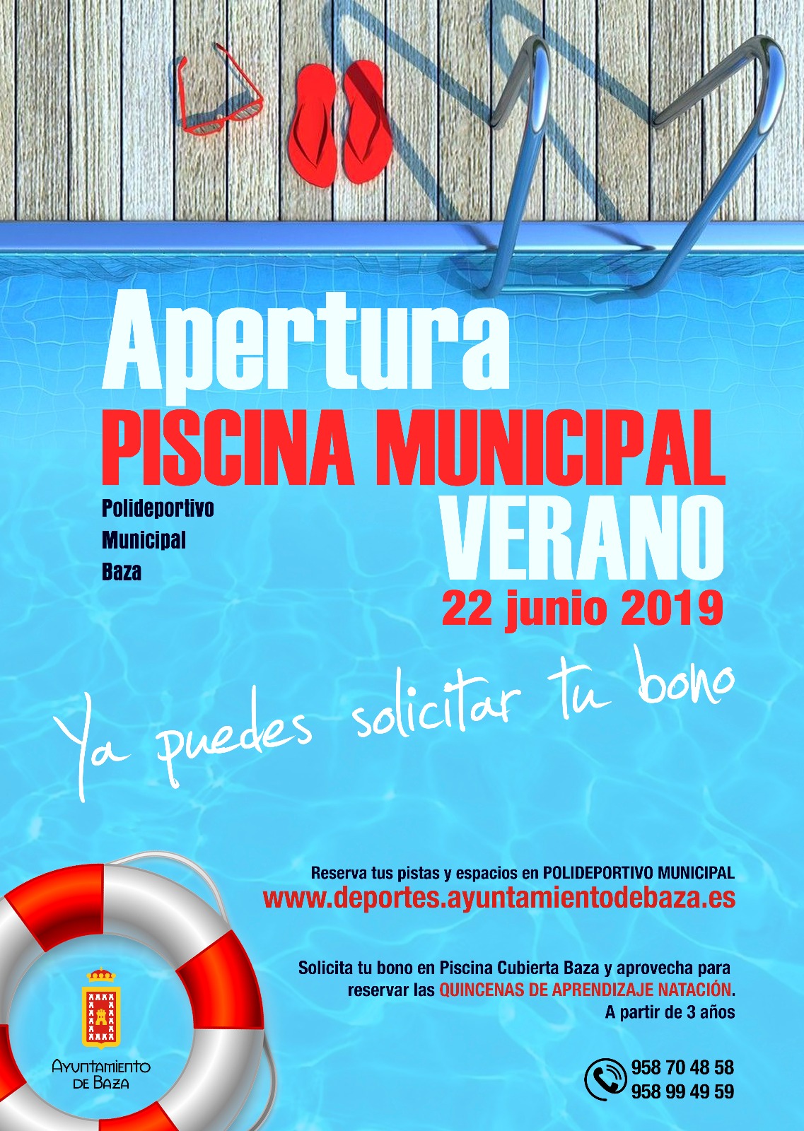 cartel apertura de la piscina de verano