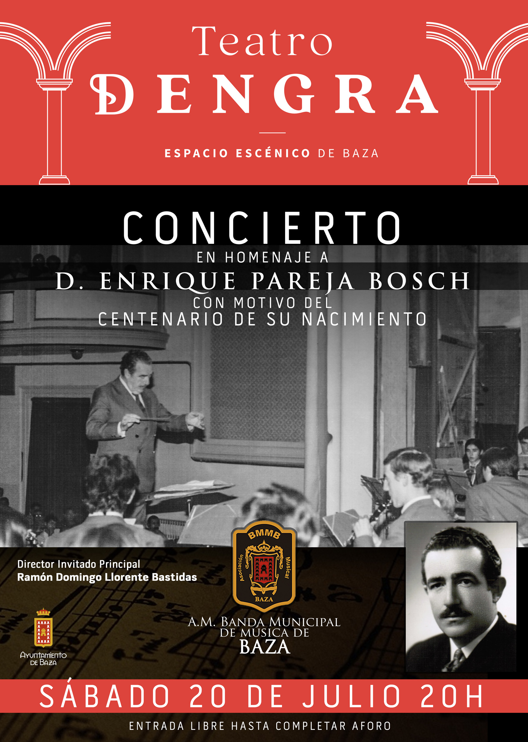 Cartel del concierto en homenaje a Enrique Pareja en Baza